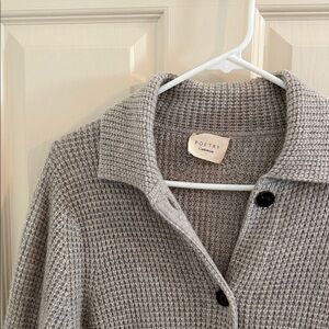 Poetry Light Gray Waffle-Knit Cashmere Blend Cardigan
